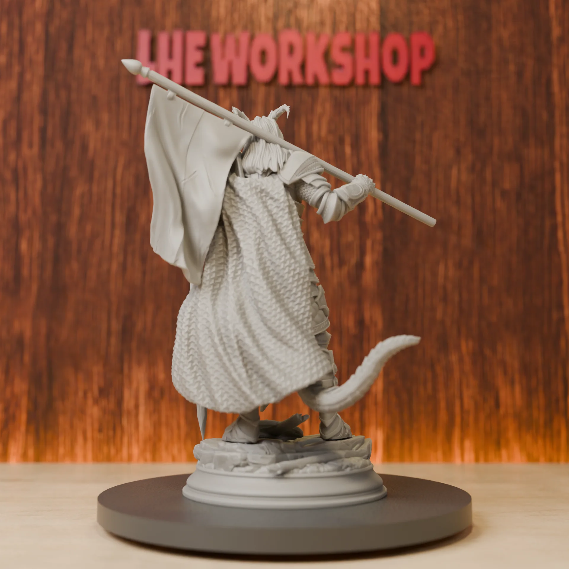 Tiefling Veteran Fighter Miniatures | 28mm-75mm | Resin 3D Printed DND Pathfinder Mini | Unpainted Grey
