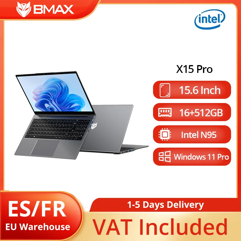 BMAX 15,6" X15 Pro 16 GB RAM 512 GB SSD Intel N95 CPU Windows 11 Notebook 1920*1080 Dual Wifi USB PC Laptop DDR4