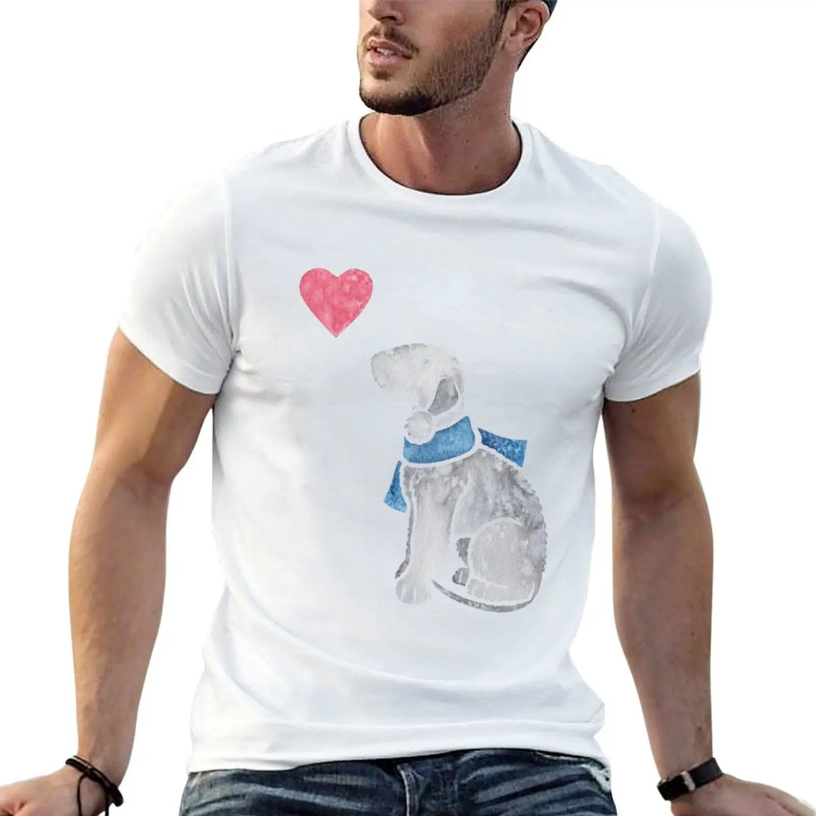 Watercolour Bedlington Terrier (blue) T-Shirt man tshirt g man t shirts for men t shirts for man graphic vintage T-shirt
