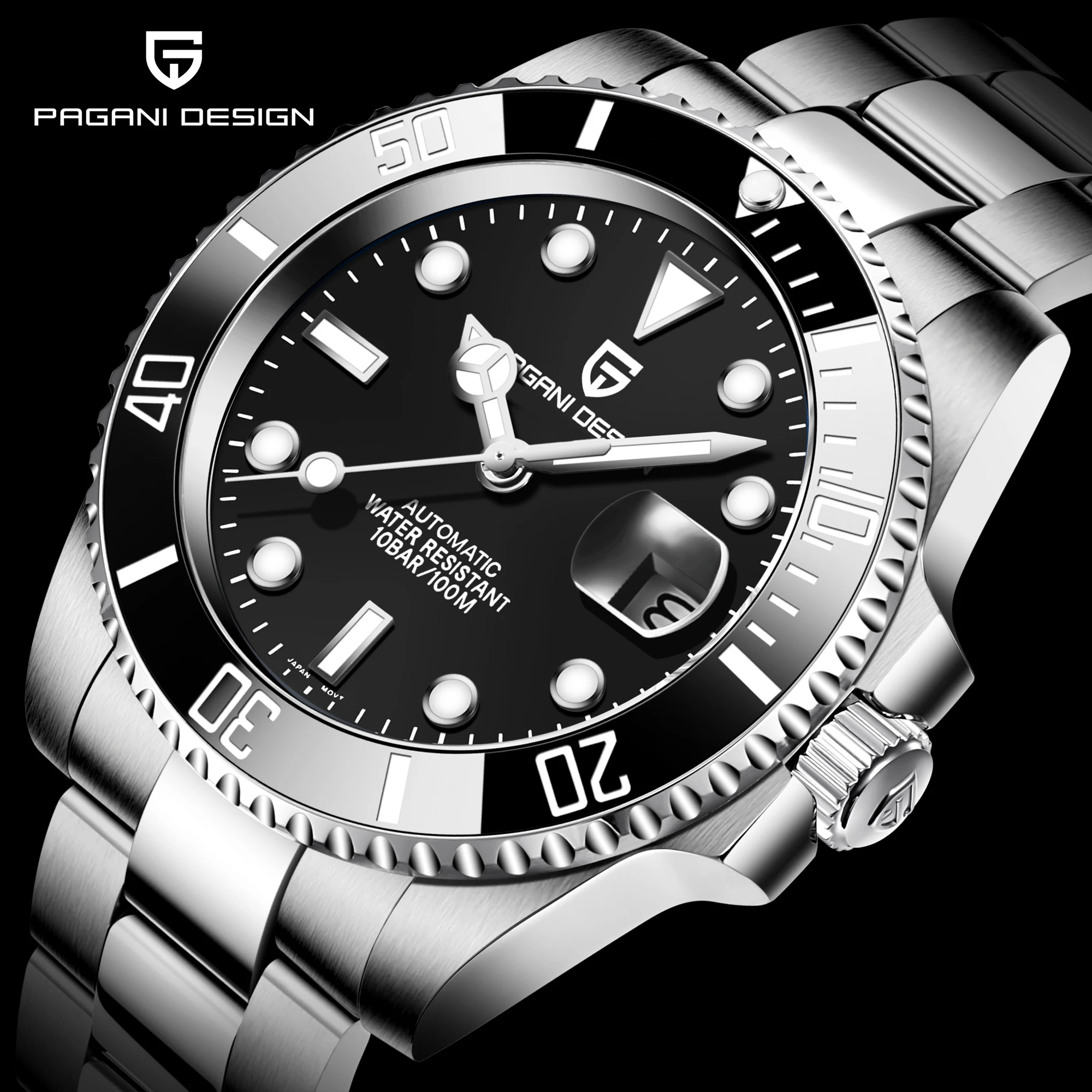 

PAGANI DESIGN 40mm Automatic Mechanical Watch Sapphire NH35 Stainless steel waterproof 100m Watch For Men PD1661