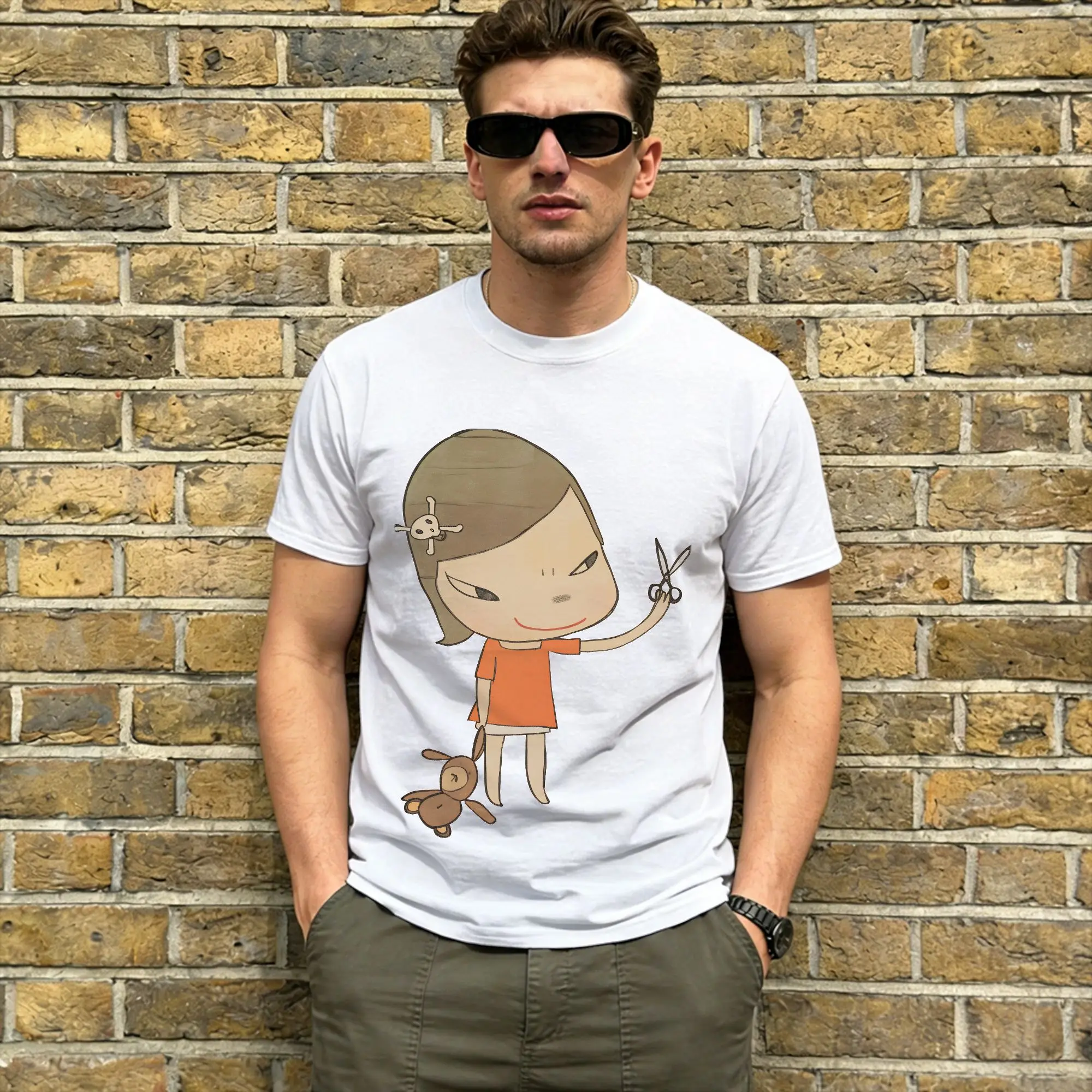 Harajuku T Shirt Beach Yoshitomos Nara Hip Hop T Shirts  Pure Cotton Tshirt for Adult Awesome Design Short Sleeve Tees