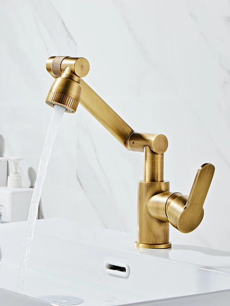 All copper universal rotating handwashing basin faucet, cold and hot bathroom cabinet, washbasin faucet,