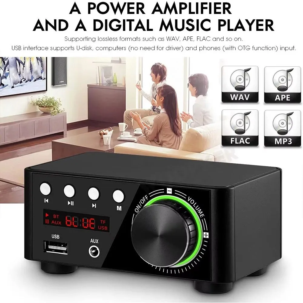 100W Bluetooth 5.0 Power Class D Amplifier Tpa3116D2 Digital Amp 50W+50W Home Audio system