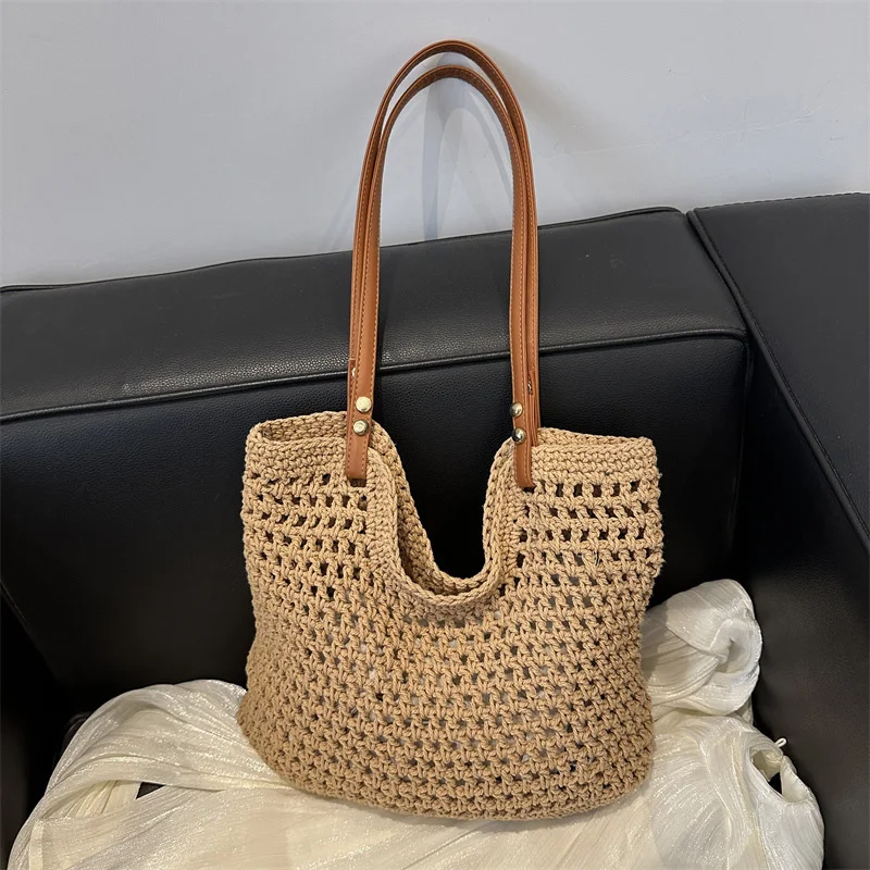 

Large Capacity Weaving Shoulder Bags For Women Daily Used/Vacation, Casual Tote Straw Beach Bag, Handbags For Shopping/Commuter