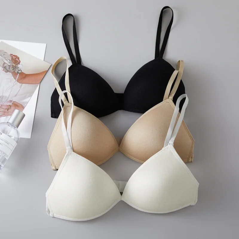 Birdtree, 100% Real Silk Solid Bra, Women Triangle Cup Wireless Underwear, Thin French Style Bralette, 2026 Autumn New S6O505JF