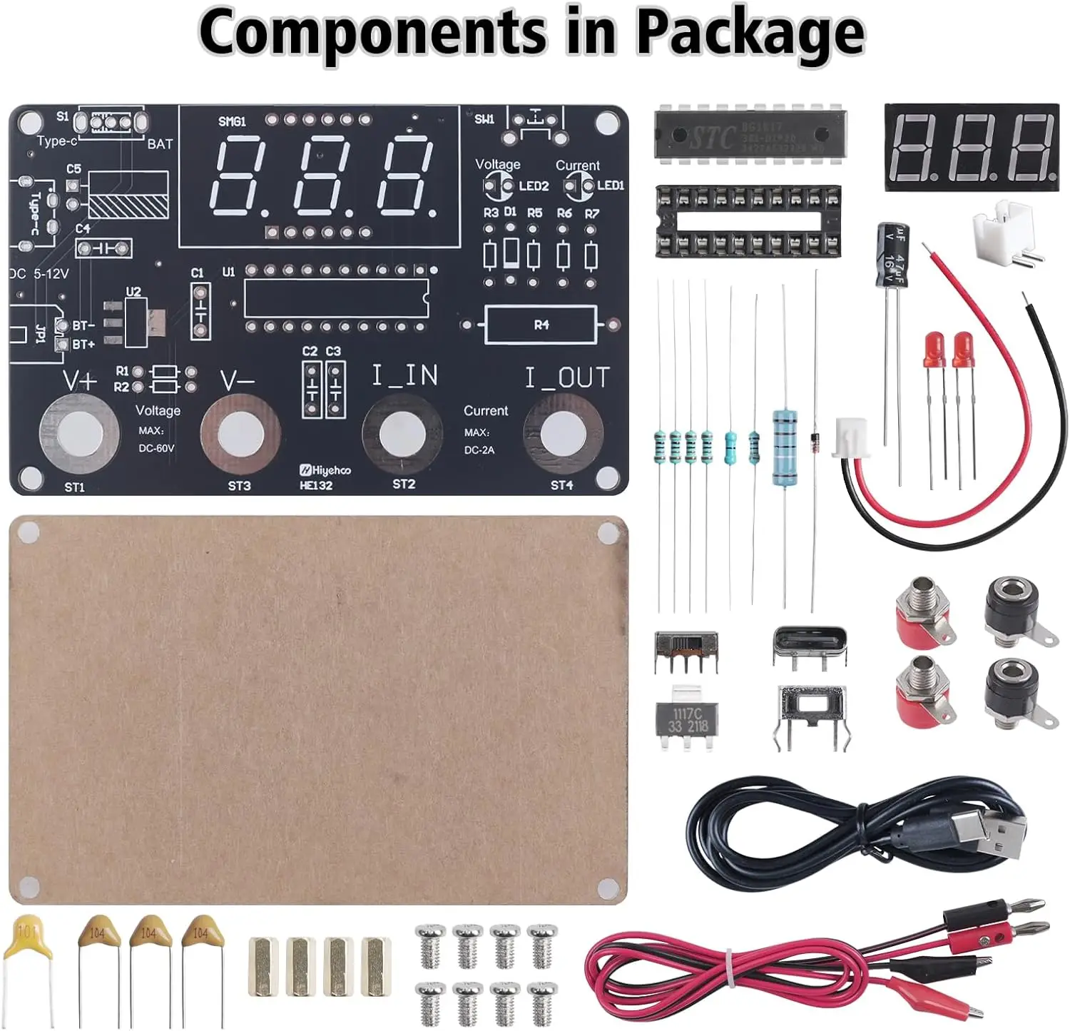 DC Voltmeter Ammeter Soldering Practice Kit DIY LED Display Digital Meter with Test Leads STEM Electronics Project for Beginners