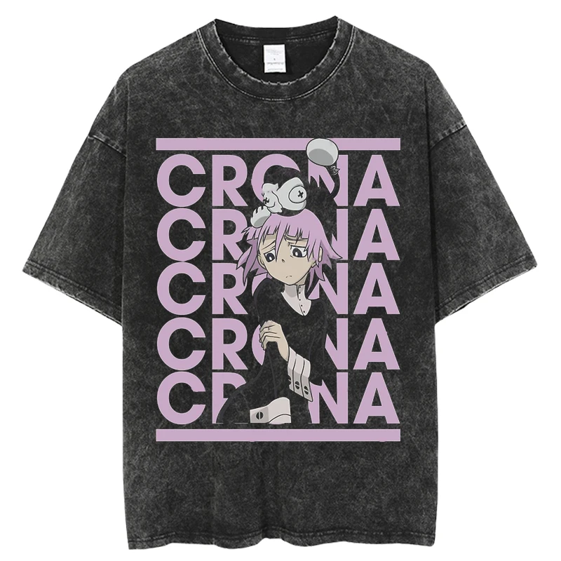 

T-Shirt Men Streetwear Anime Soul Eate Graphic T Shirt 2023 Summer Short Sleeve Tshirt Harajuku New Hip Hop Oversize Washed