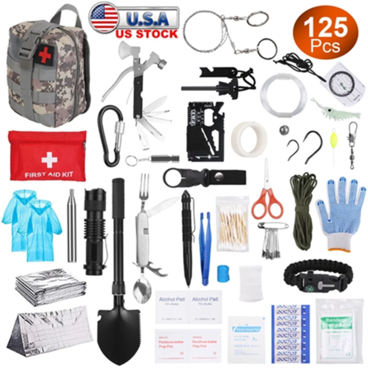 

125-in-1 Survival Kit for Men | Tactical Emergency Gear with First Aid