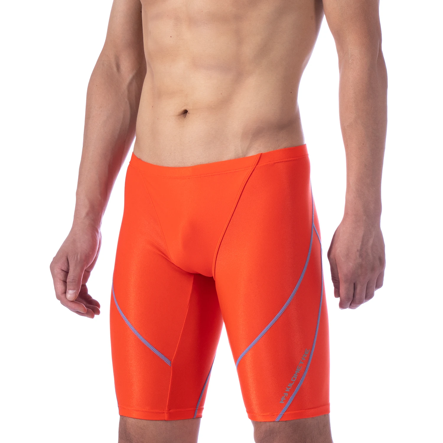 MY KILOMETRE Men's Jammers PBT Durable Training Racing Swimsuit Competitive Solid Swim Jammer Swimming Shorts Swimsuit Trunks