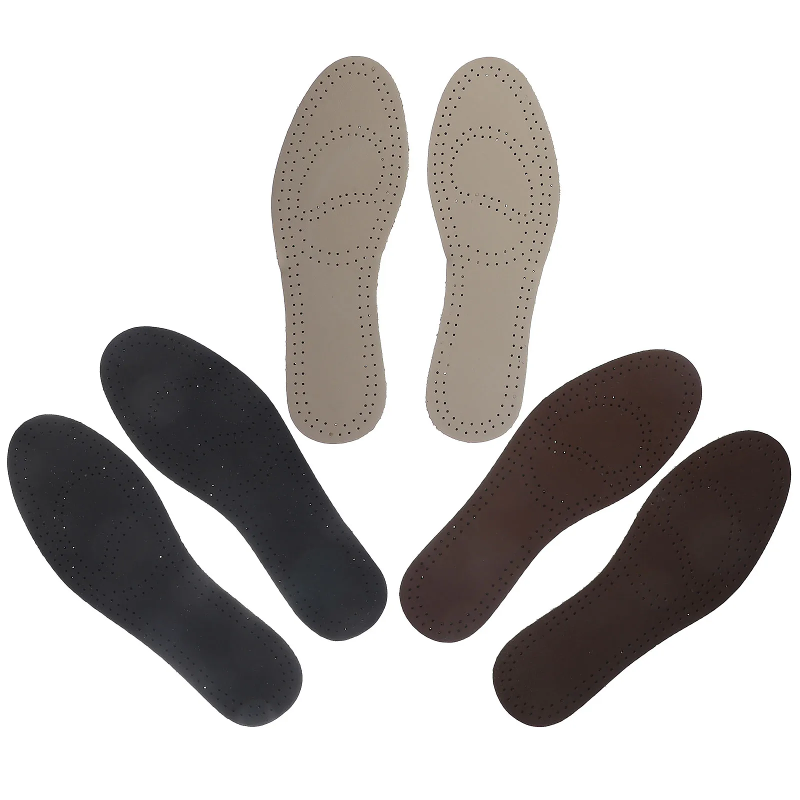 

3 Pairs Cowhide Insoles Breathable Emulsion Shock Absorbing Comfort Support Cushions Stable Care