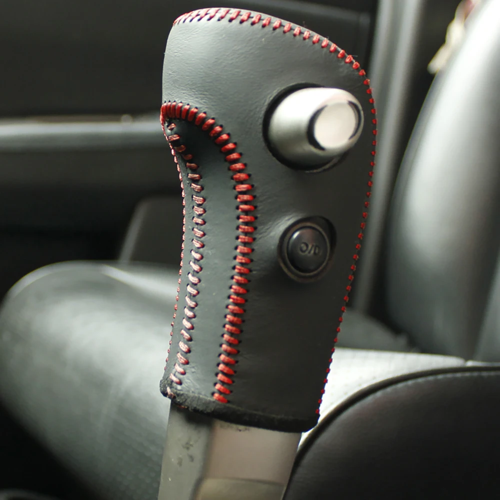 Black Genuine Leather Car Gear Head Shift Collars Cover for Nissan Tiida 2005-2009 Automatic Gear Shift Knob Case