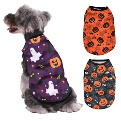 Summer Breathable Dog T-shirt For Small Medium Dogs Cats Soft Halloween Print Pet Clothes Schnauzer Yorkshire Pug Vest Clothing