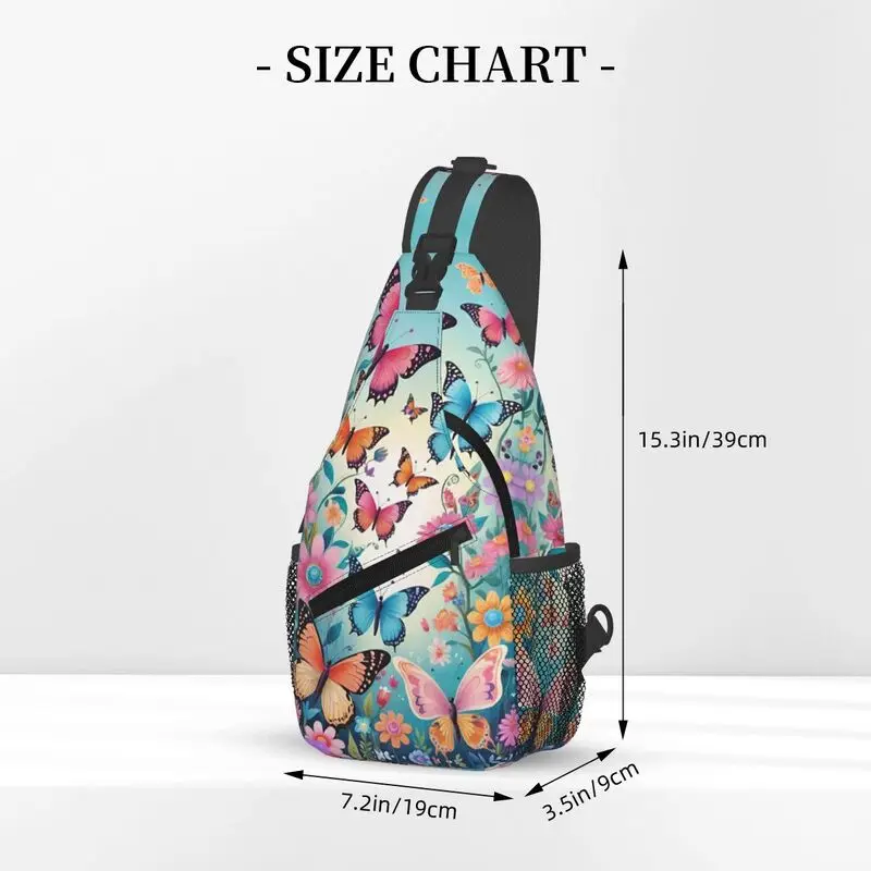 Mochila cruzada de mariposa colorida personalizada para hombres, bolsos de pecho de hombro para senderismo, moda