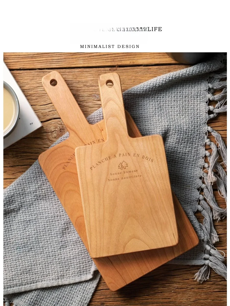Tlife Junpin Cherry Wood Cutting Board Kitchen Fruit Bread Small Plate Rectangular Shape Anti-Crack Antibacterial
