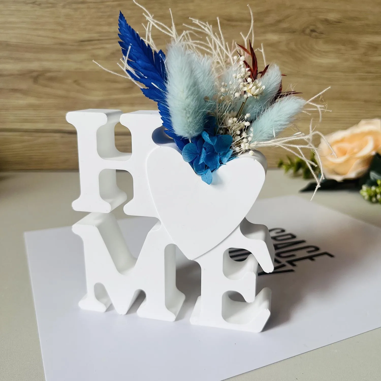 Neue Form Valentinstag Brief Blume Vase Dekoration Silikon Form HAUSE Brief Herz Ornament Dekoration Gips Tropf Formen – Detail 1