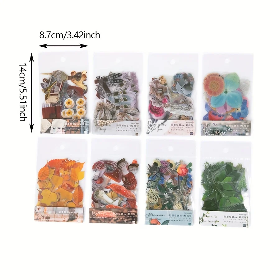 40pcs Plant Creative Hand Account Material DIY Decorative Stickers, a total of eight styles