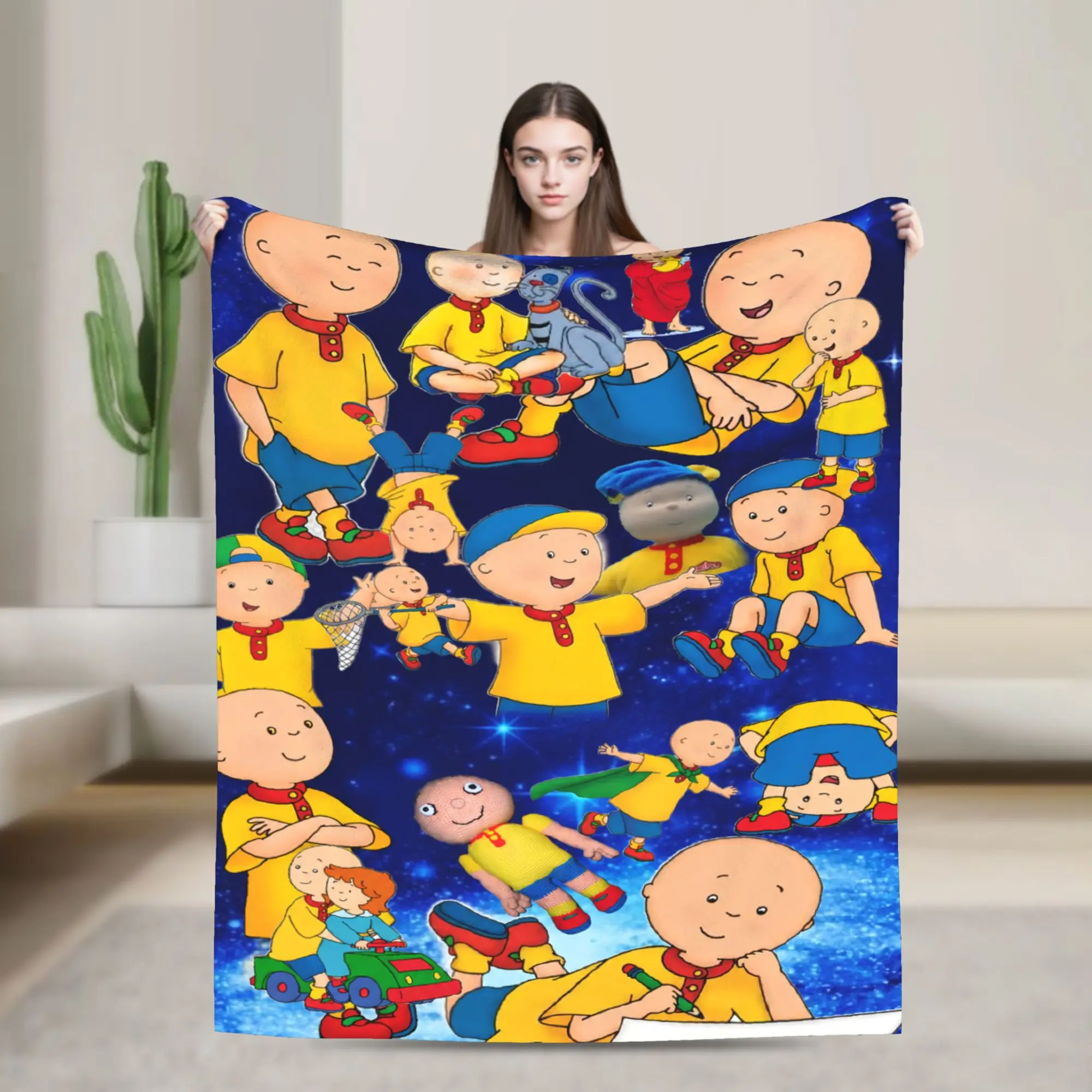 Caillous Cartoon Blanket Flannel Textile Decor   Multifunction Ultra-Soft Throw Blankets for Sofa Car Plush Thin Quilt