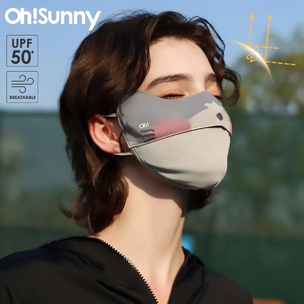 OhSunny UV Protection Mask 2024 New Fashion UPF2000+ Washable Cool Lining Cartoon Face Cover for Outdoors Cycling Solar Blocker