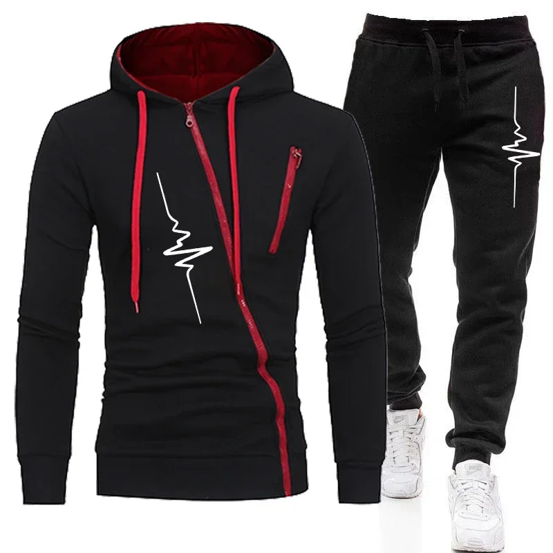 

Daily Men's Tracksuit Fashion Autumn Winter Sports Man Jackets Dressing Coat Suits Sweatpants Diagonal Zipper Comfortable Casual