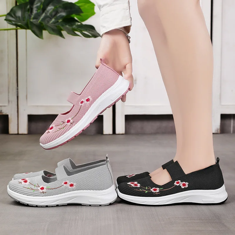 Casual Women'S Soft Orthopedic Shoes Breathable Woven Go Walking Slip on Foam Shoes Women Wedge Comfort Shoes