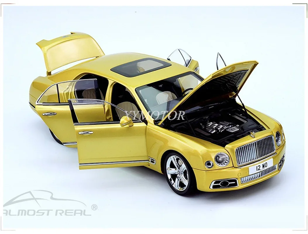 Prawie prawdziwe 1/18 dla Bentley Mulsanne 2017, metalowy model odlewu samochodu, złote zabawki, prezenty, Hobby, ekspozycja, kolekcja ozdób