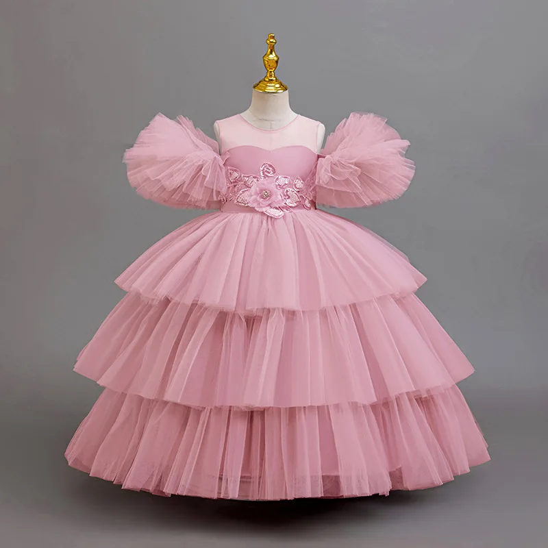 Novo vestido elegante de baile infantil para meninas, vestidos de festa de luxo para meninas, roupas de princesa de 4 a 12 anos