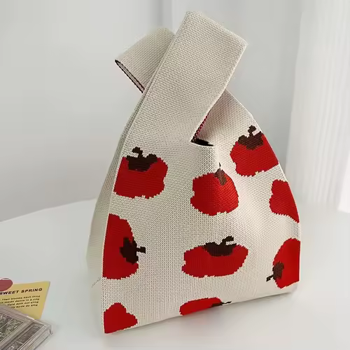Women'S Knot Wrist Bag Handmade Knitted Bag Portable Mini Striped Tote Bucket Phone Bags Large Capacity Autumn Winter Handbags - Image 13