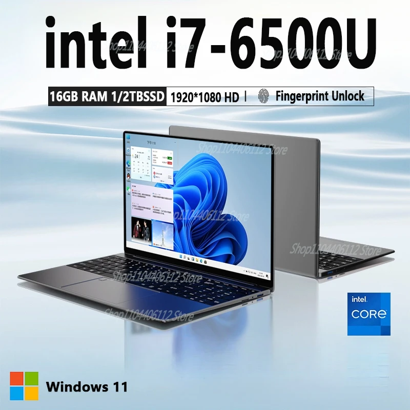 15.6 Inch Intel Core I7-6500U Windows 11 Laptop Computer 16GB RAM 1TB 2TB SSD Portable Notebook WiFi 5 Gaming laptops