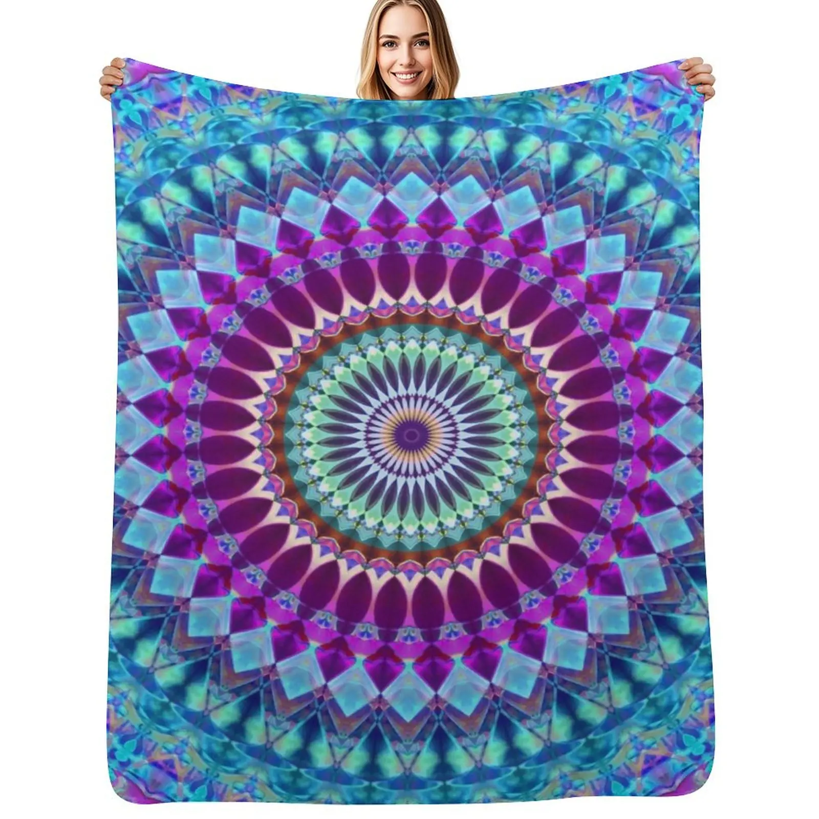 

Geometric Mandala G382 Throw Blanket Warm Accent Blanket for Living Room Decoration