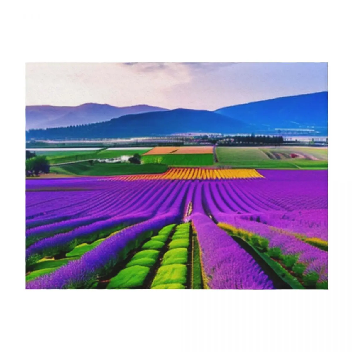 

Photograph of a peaceful lavender field Throw Blanket Picnic Cute Plaid halloween Custom Blankets
