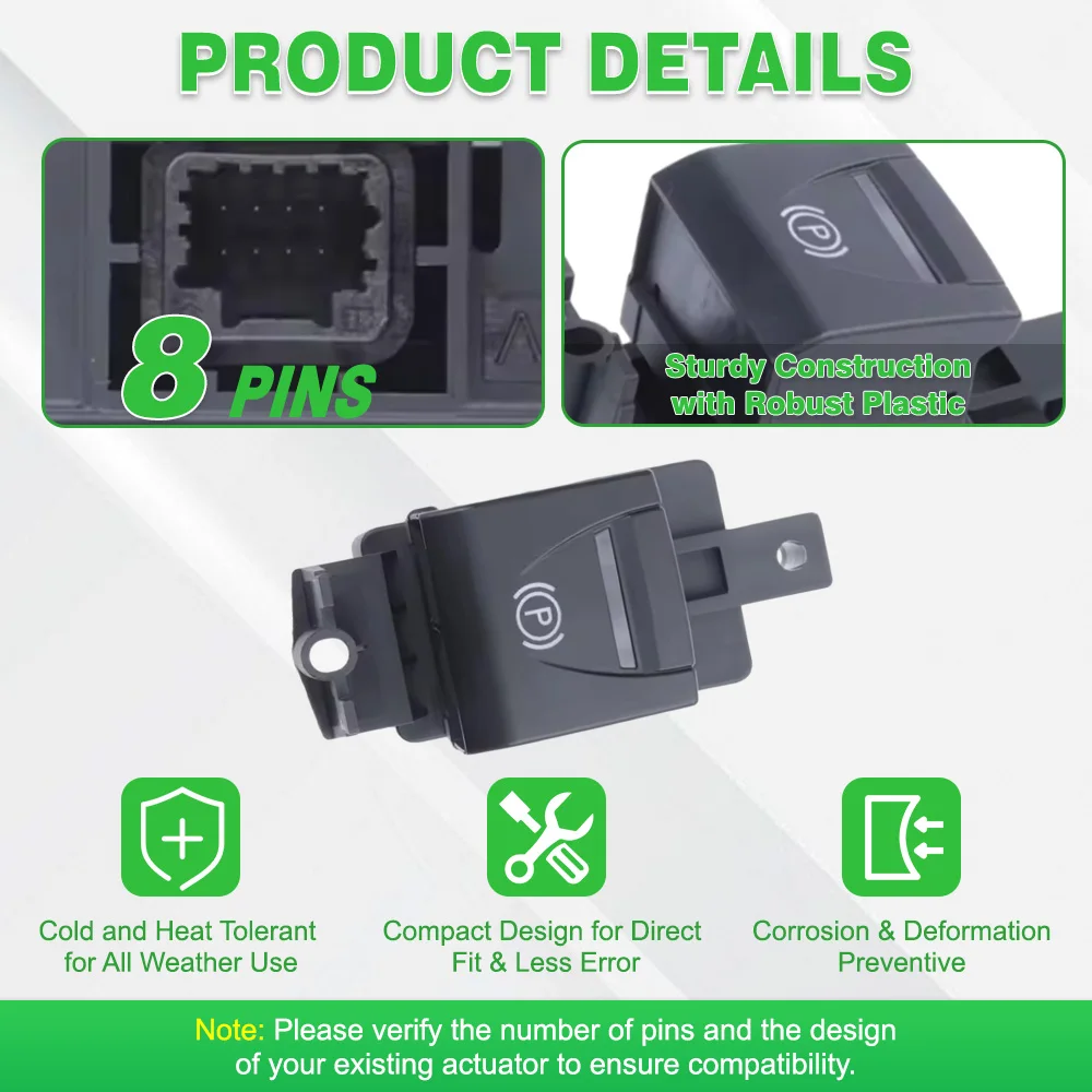 8 Pins Electronic Auto Hand Brake Button Parking Switch 36321-0001R 363210001R Fit For Renault Latitude 2007–2015 view 2