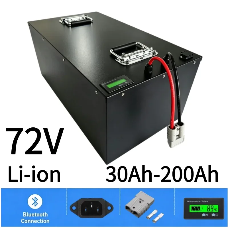 72V Rechargeable Lithium-ion Battery 30Ah-200Ah Built-in BMS High Power Large Capacity For Off-Grid Solar E-Bike Scooter Tricycl
