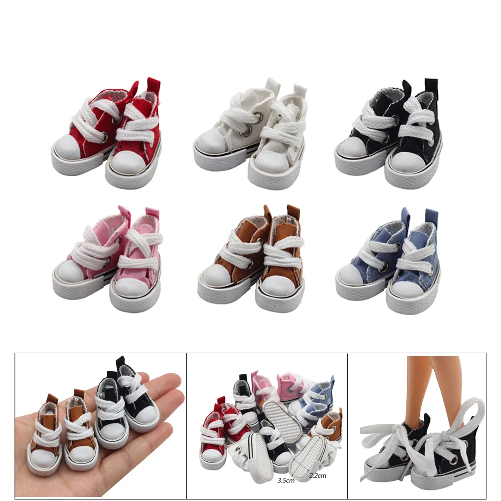 1 Para 3,5 cm Lalka Moda Mini Płócienne Buty Mini Kawaii Fashion Casual Doll Canvas Shoes Kolorowe Śliczne Mini Płócienne Buty Dla Lalek