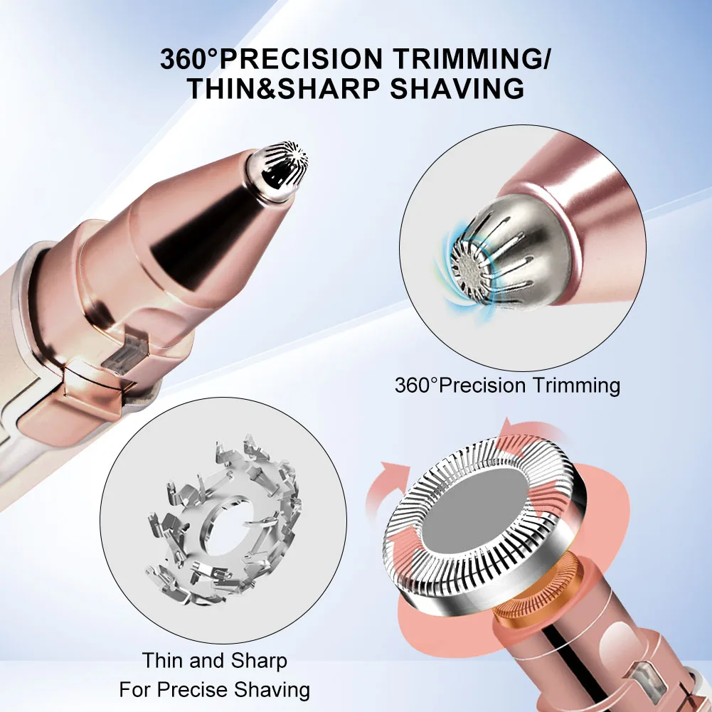 2 in 1 Portable Women Painless Shaver Tool Facial Lipstick Shape Hair Removal Mini Eye Brow Epilator