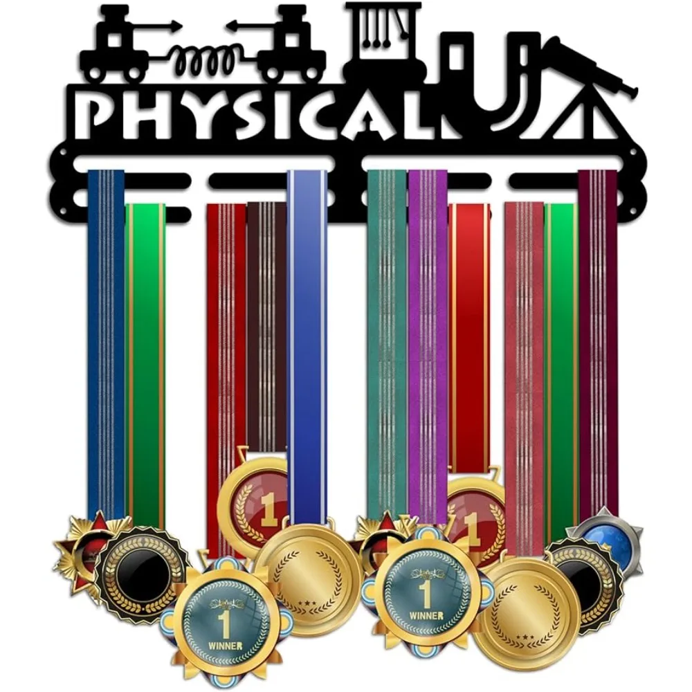 

Physics Medal Hanger Display, Study Theme Awards Display Stand Medal Holder Display Hanger Metal Medal Rack Frame Ribbon Holder