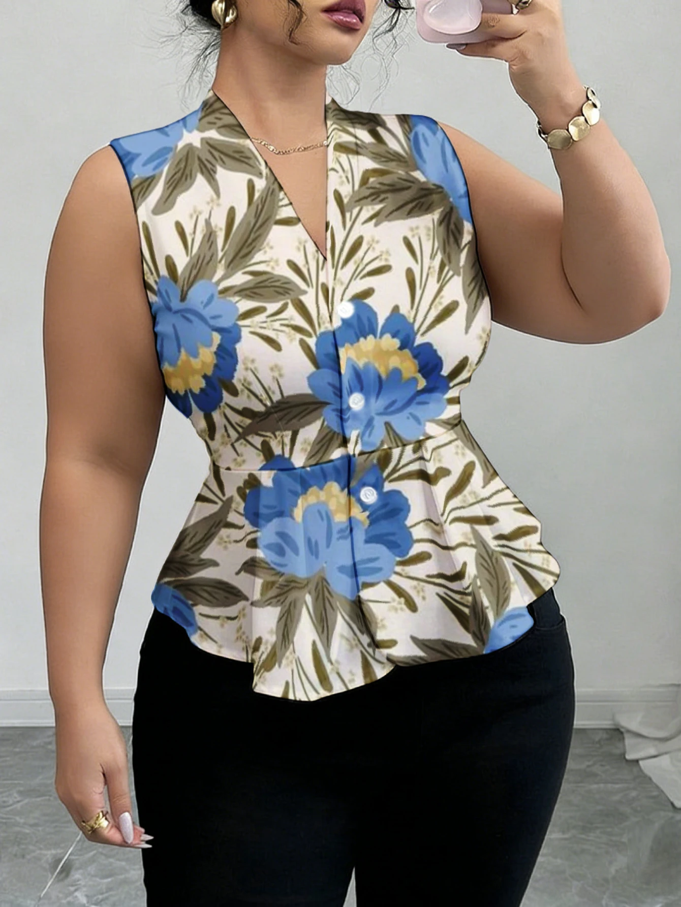 Top Sin Mangas Floral Bohemio Vintage Mujer - usage example