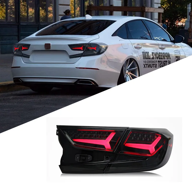

Подходит для Honda 10-го поколения, задний фонарь Accord в сборе, модифицированная модель самолета, светодиодные гоночные огни, указатель поворота с проточной водой
