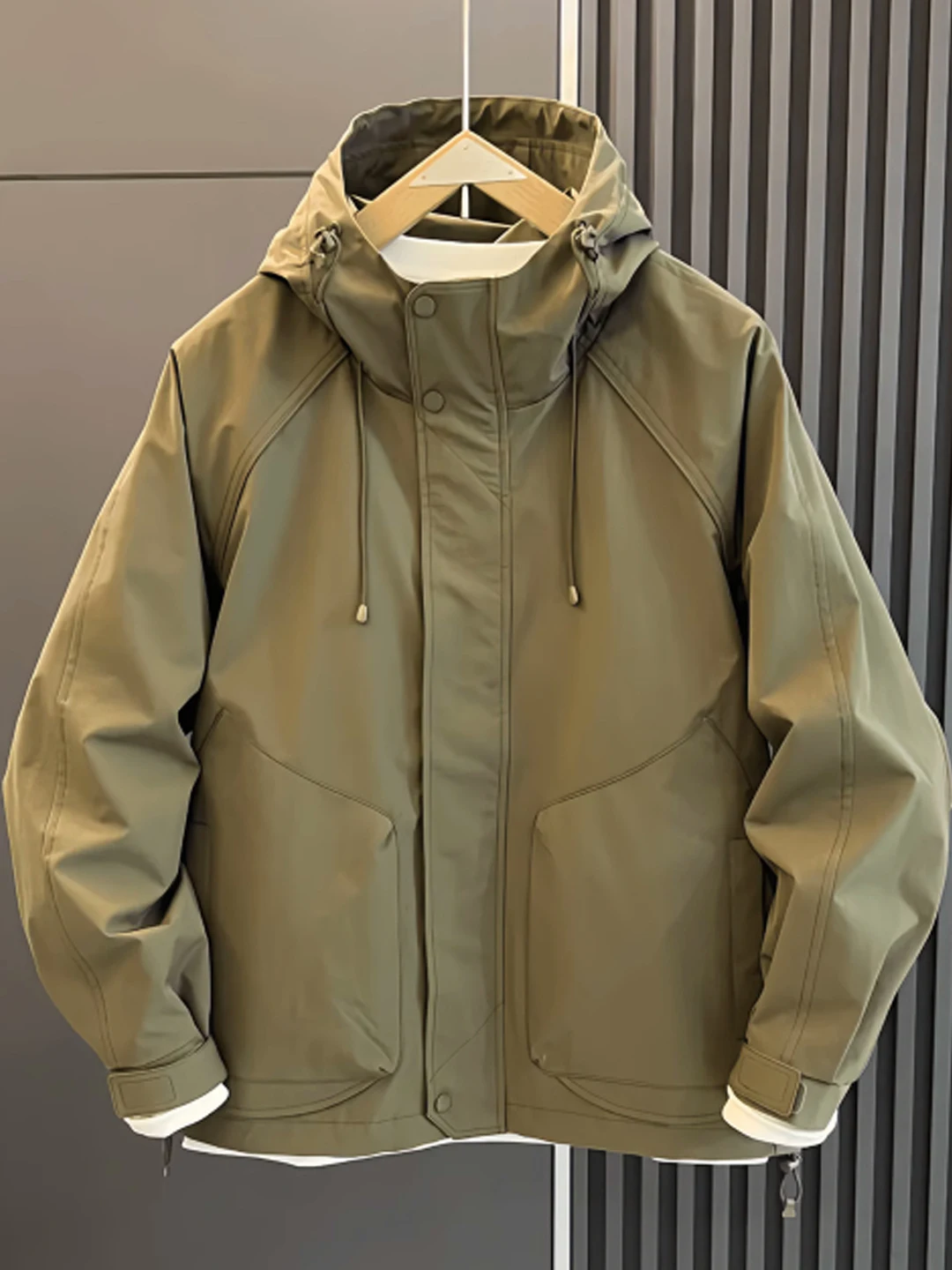 

2025 Новая американская рабочая одежда в стиле ретро с капюшоном, мужская уличная повседневная ветровка, пальто свободного покроя