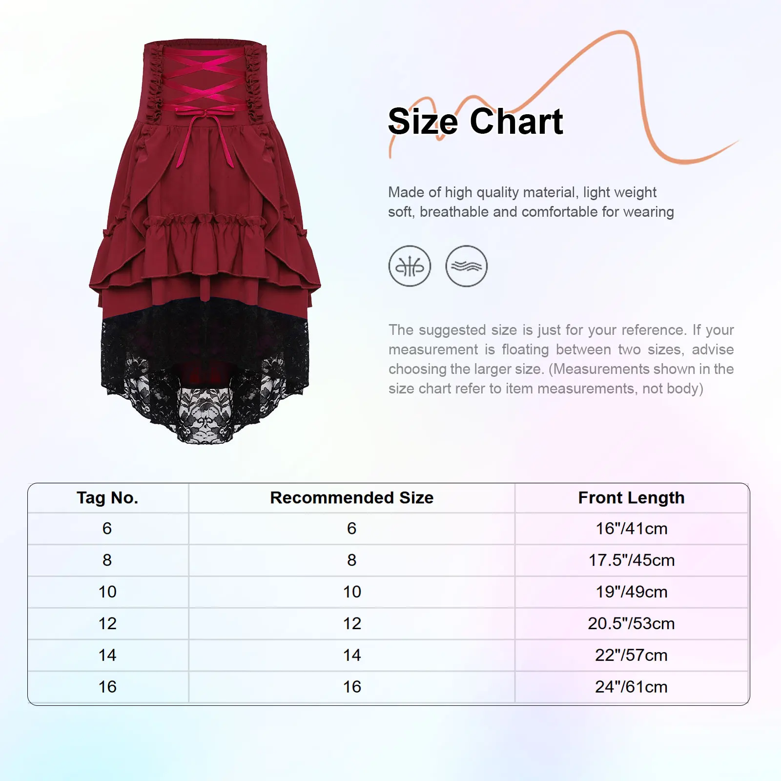 الفتيات Steampunk القوطية تنورة القرون الوسطى عصر النهضة زي خمر تنورة الفيكتوري الدانتيل يصل المتدرج كشكش التنانير هالوين زي