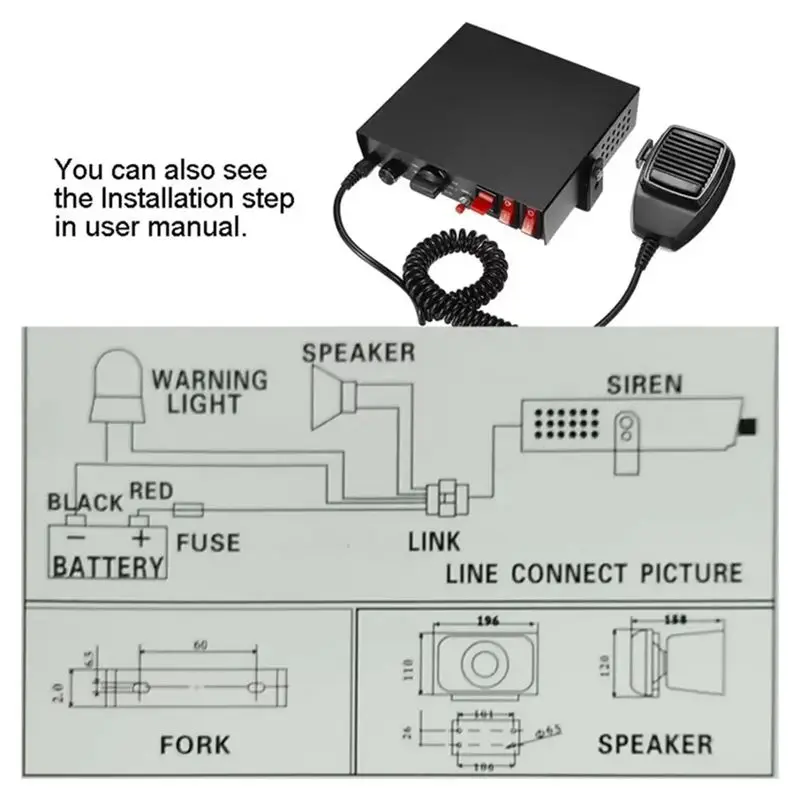 Classy-200W 9 Sound Loud Warning Alarm Police Fire Siren Horn PA Speaker MIC System Microphone Fire Speaker Host