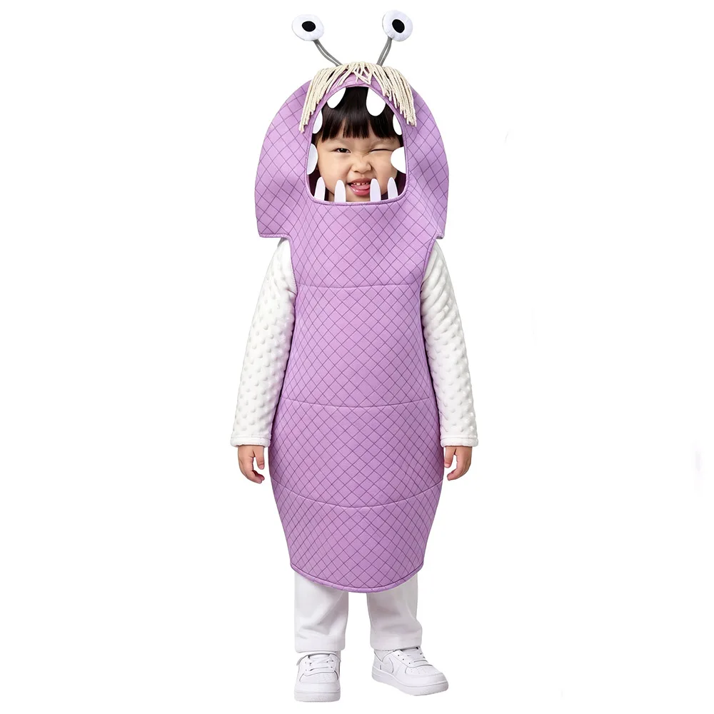 2026 New Arrival Kids Halloween Boo Gibbs Cosplay Purple Monster Tunic Jumpsuit Fancy Dress Up Girls Monster Boo Costume view 2