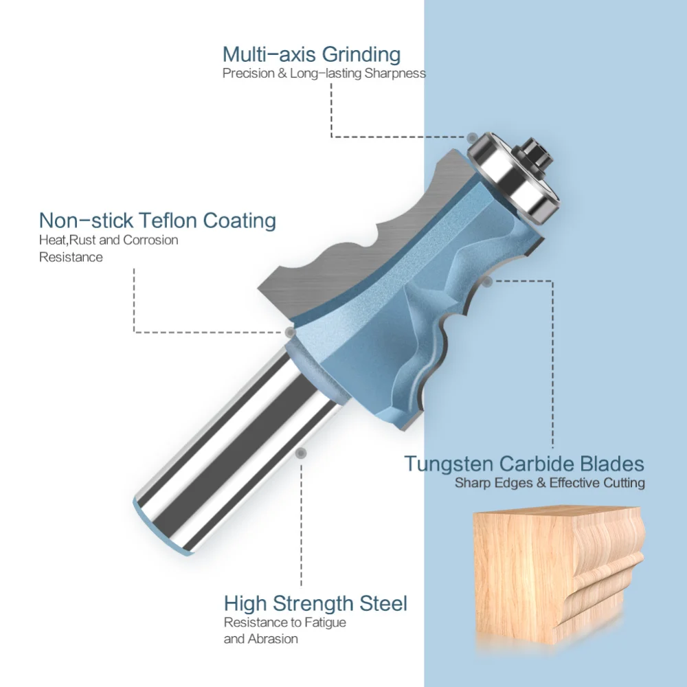 Molding Router Bit 1/2" 12mm Shank with Bearing Woodworking Milling Cutter Furniture Door Frame Decorative Edge Profiling Tool view 3