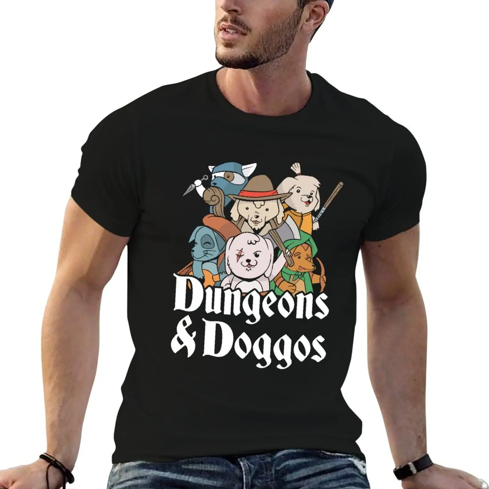 تي شيرت Dungeons & Doggos تي شيرت رجالي جرافيك تي شيرت مصمم أنيمي تي شيرت تي شيرت