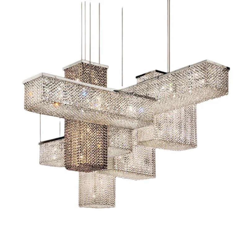 

Postmodern light luxury combination crystal chandelier light luxury living room personality simple restaurant atmosphere