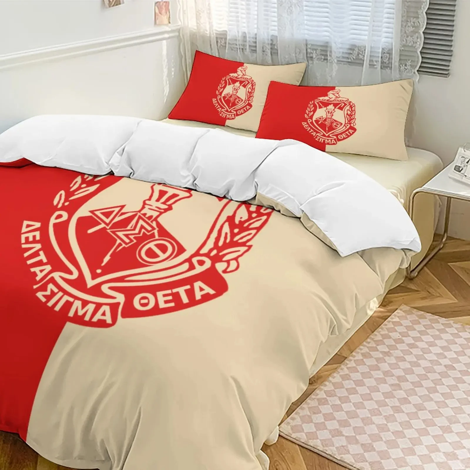 Delta Sorority Sigma Theta DST Bedding Set,Duvet Cover Bed Set Quilt Cover Pillowcase,King Queen Twin Size Boys Girls Adults