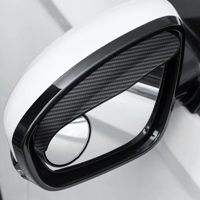 Car Rearview Mirror Rain-Proof Gadget, Rearview Mirror Small Round Mirror, Rain Shield Integrated Rain Cover, Large and Small Heart-Shaped White Decorations