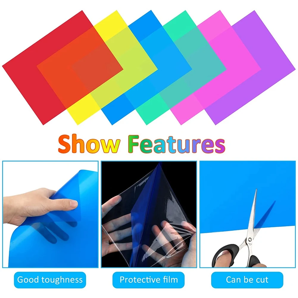 แพ็คเจลฟิล์ม6สีฟิล์มสีใสทนความร้อนสำหรับโคมไฟฟิลเตอร์สี (30x21ซม.)