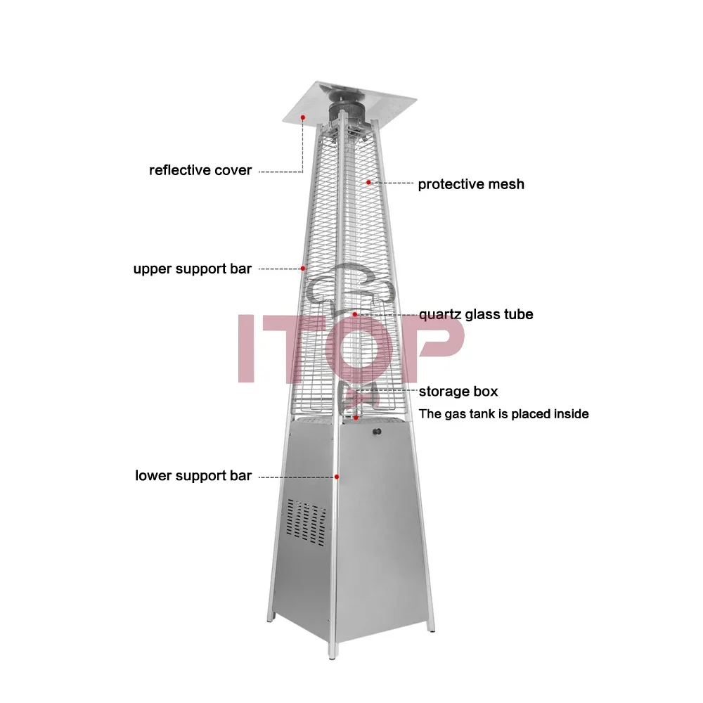 Customizable Multipurpose Portable Gas Patio Pyramid Heater Tower-shaped Gas Liquefied Gas Heating Furnace