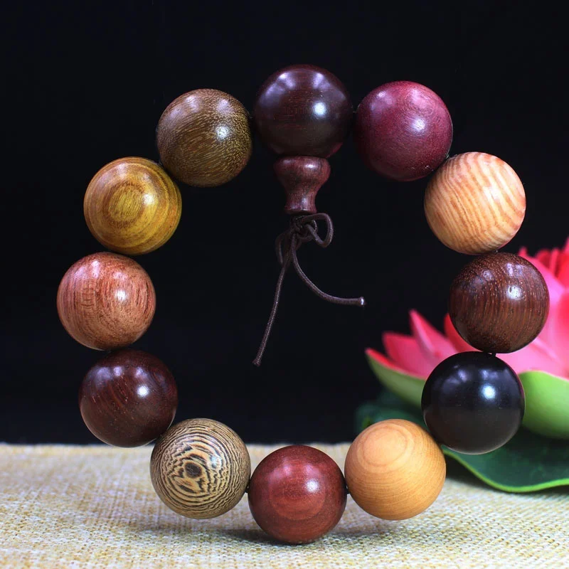 UMQ Buddha Beads Hand String Natural Lobular Red Sandalwood Rosary Beads Multi-treasure Beads Hand String Sandalwood Bracelet