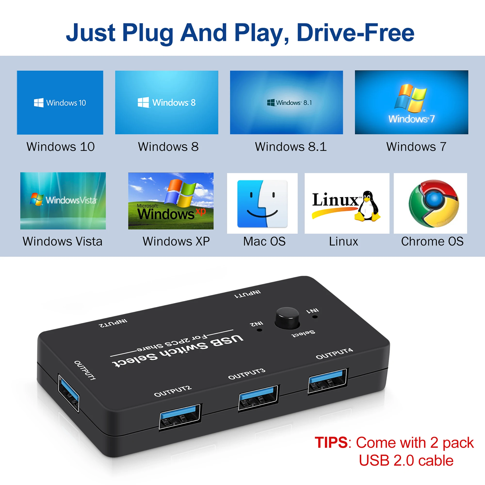 مفتاح USB - مفتاح USB 2.0 اثنان في أربعة خارجي